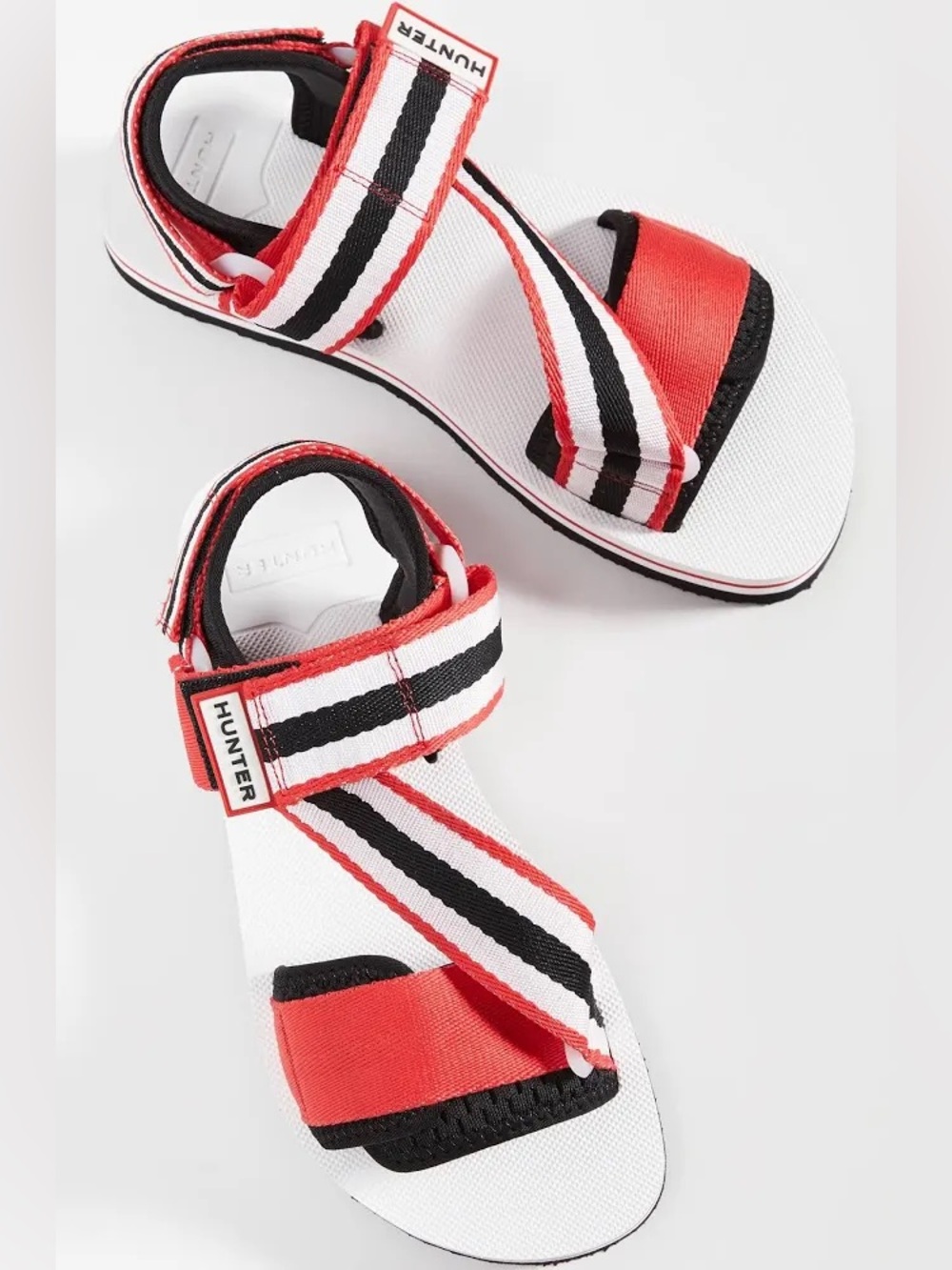 Hunter Original Beach Sandals Shoes Womens 7 Red White Black Water Friendly